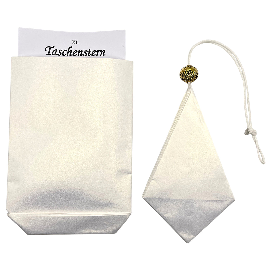 Faltstern in gold mit weiß als Stern aus Papier