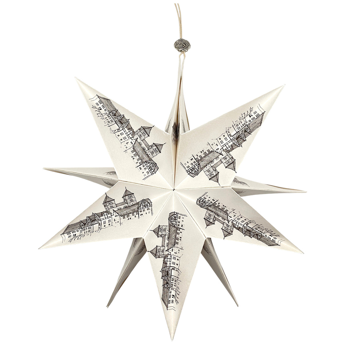 Ein Papierstern mit dem Motiv Quedlinburg Schloss