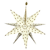 Großer Stern aus Papier in weiß mit gold.