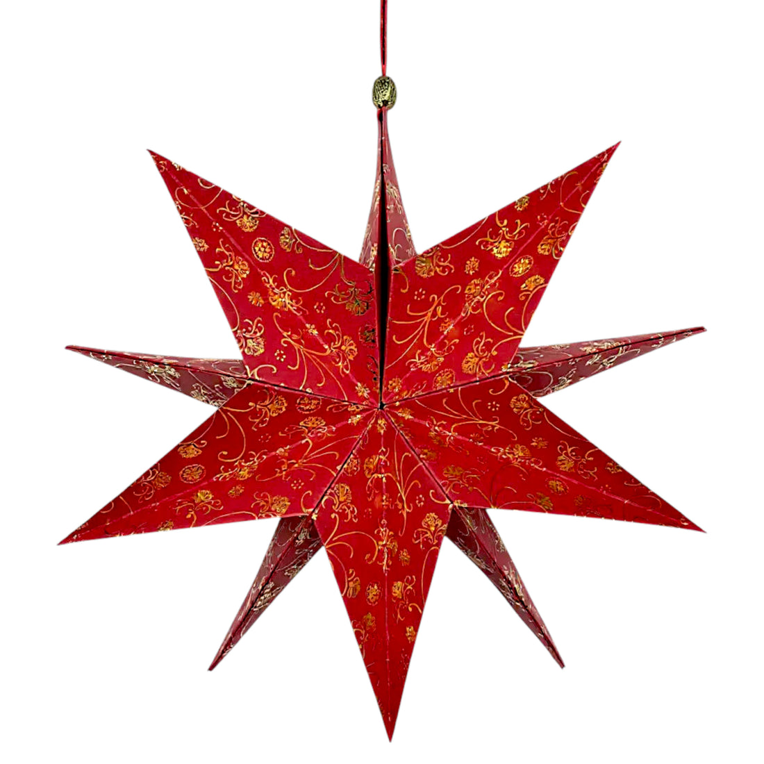 Papierstern in groß Papier in rot und gold