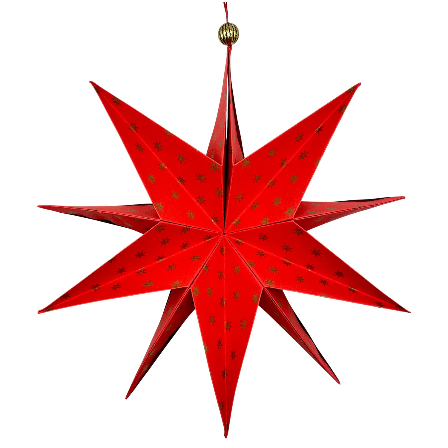 Stern aus Papier in rot und gold