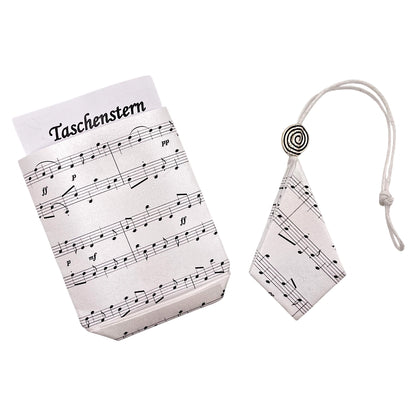 Handgefalteter Papierstern in Silberweiß als dekorativer Taschenstern für Weihnachten und festliche Dekoration.