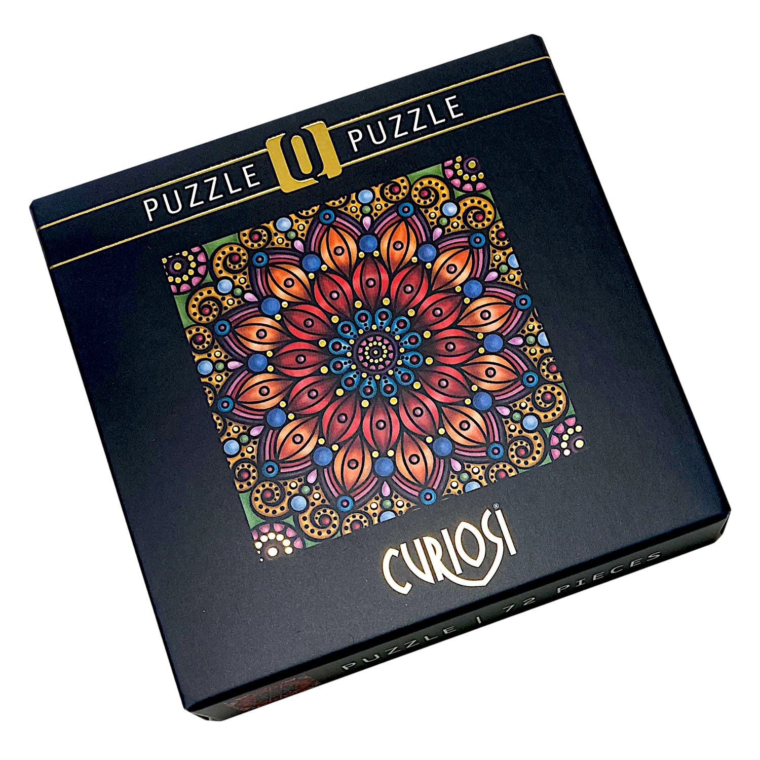 Puzzlebox „Mandala mit Goldglanz“ von Curiosi, Edition Q Gold 4 mit edlem Goldglanzeffekt und 72 einzigartigen Puzzleteilen.