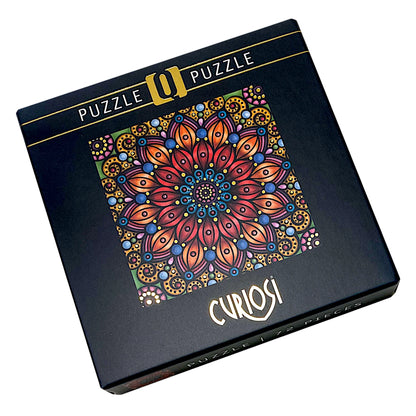 Puzzlebox „Mandala mit Goldglanz“ von Curiosi, Edition Q Gold 4 mit edlem Goldglanzeffekt und 72 einzigartigen Puzzleteilen.