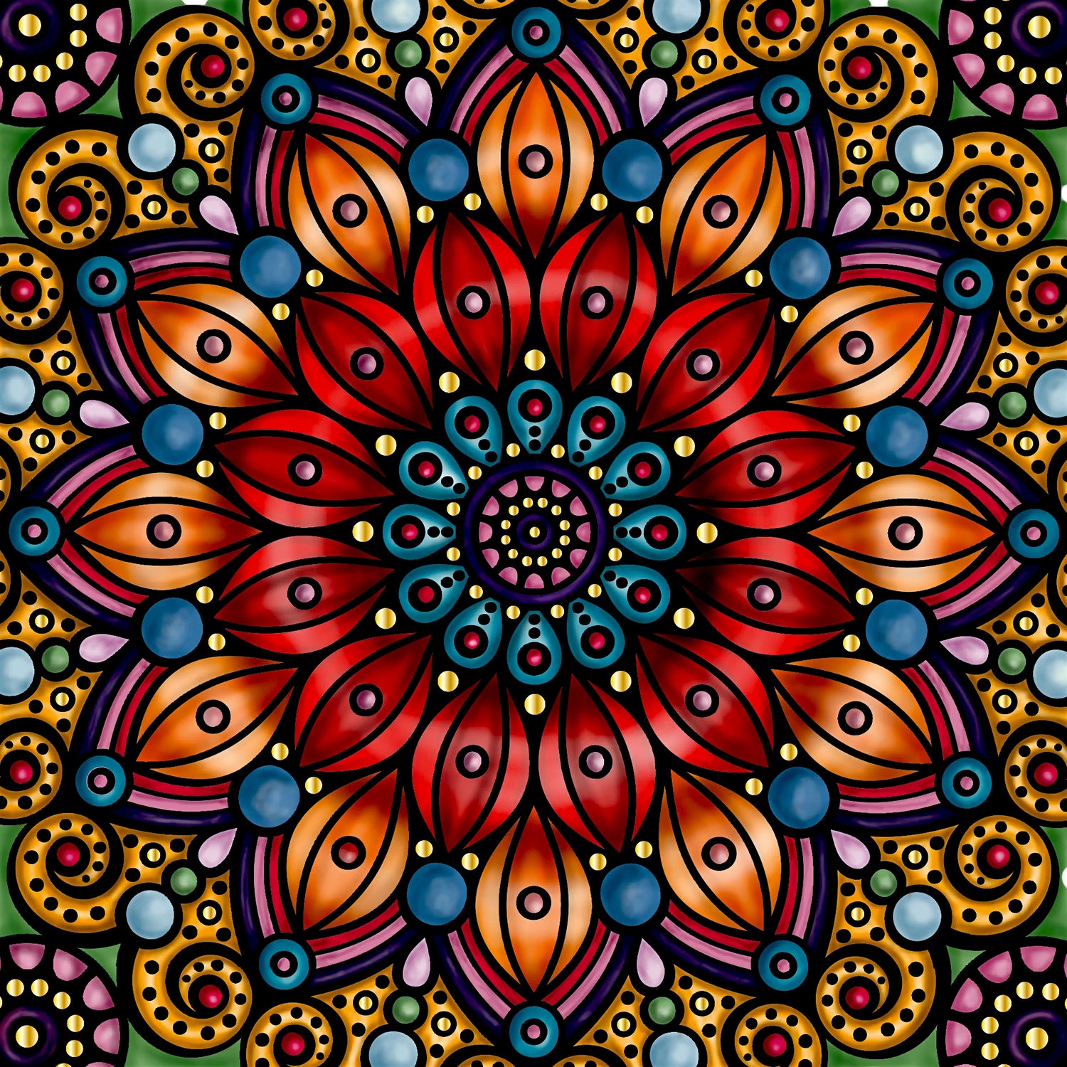 Mandala mit Goldglanz als fertiges Puzzlemotiv von Curiosi mit kunstvollem Ornamentdesign und 72 einzigartigen Puzzleteilen.