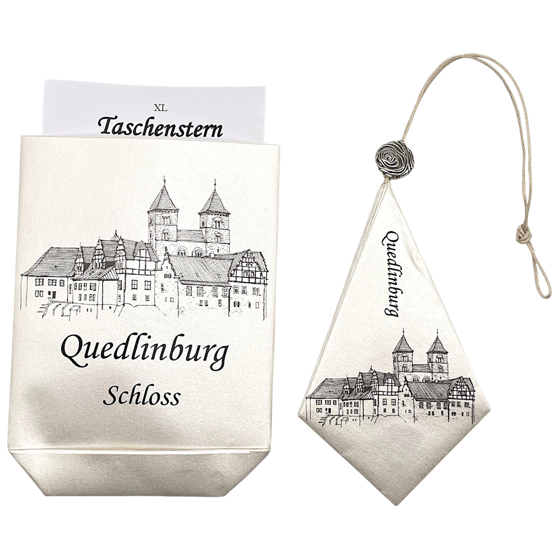 Stern aus Papier mit dem Schloss von Quedlinburg