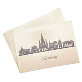 Klappkarte mit Umschlag und Druck der Skyline von Oldenburg