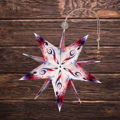 Notenschlüssel auf Papierstern zur Weihnachtszeit als Dekostern