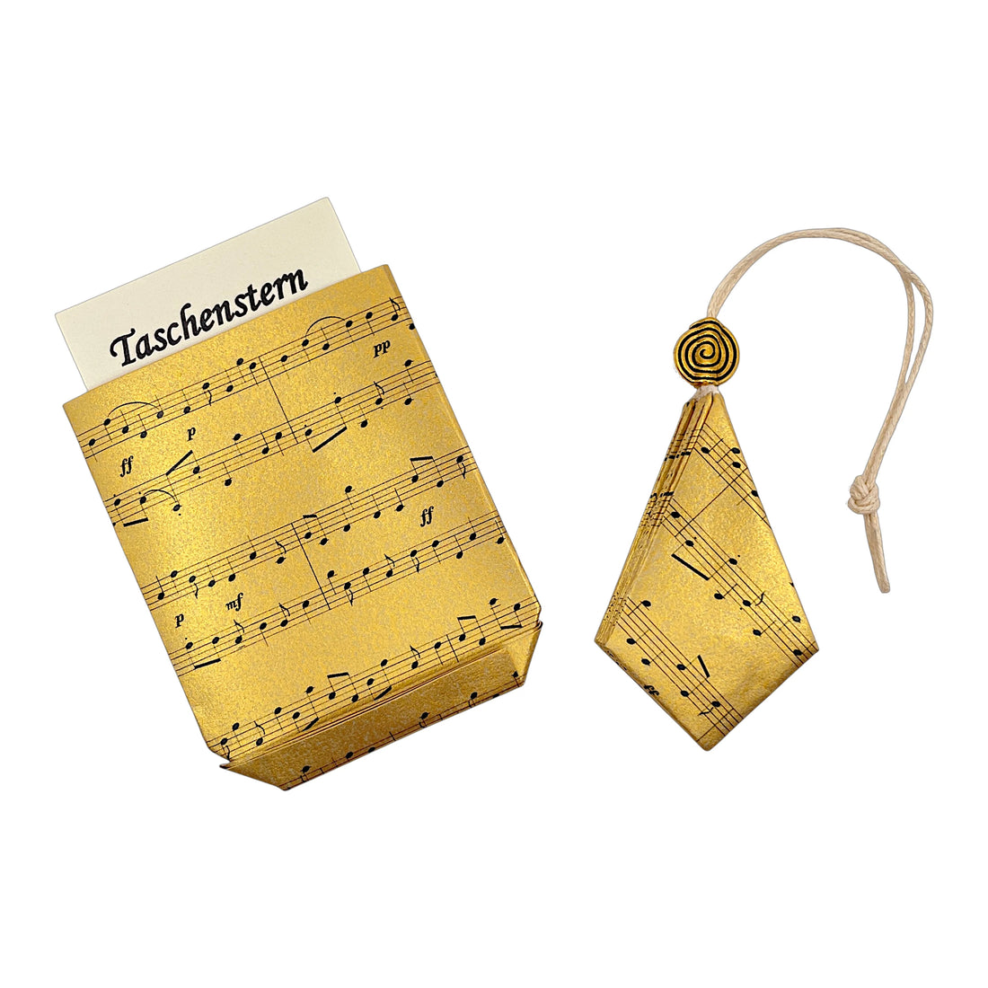 Weihnachsstern in gold mit Noten bedruckt