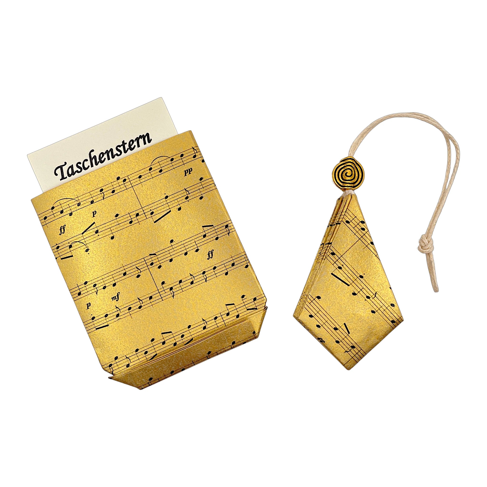 Weihnachsstern in gold mit Noten bedruckt