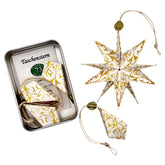 Mini Taschenstern Arabeske in Gold-Weiß-Gold zusammengefaltet mit passendem Etui