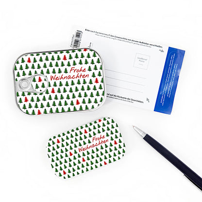 Dosenpost „Frohe Weihnachten“ mit Grußkarte als besondere Alternative zur klassischen Postkarte
