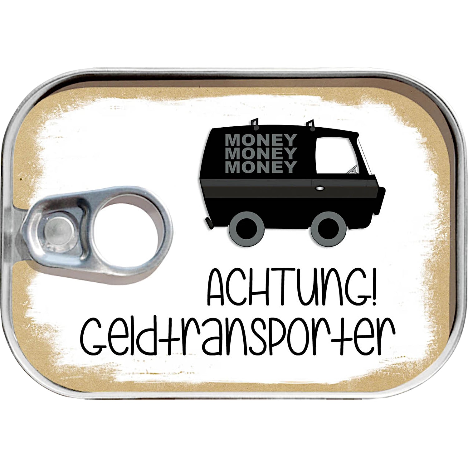 Dosenpost Geldtransporter mit Transporter-Motiv – originelle Verpackung für ein Geldgeschenk

