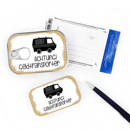 Dosenpost Geldtransporter mit Karte – originelle Geschenkidee für Geldgeschenke
