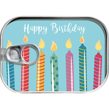 Dosenpost Happy Birthday mit Kerzen – originelle Geschenkidee zum Geburtstag
