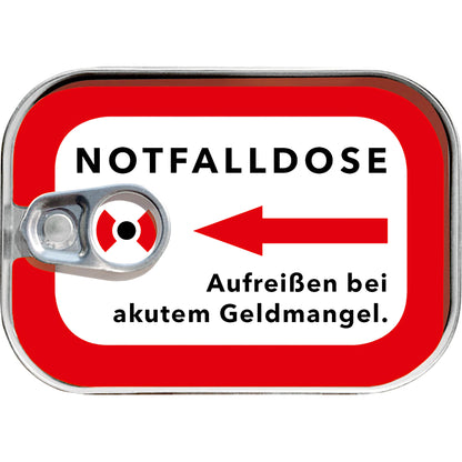 Dosenpost Notfalldose als originelle Idee für ein Geldgeschenk
