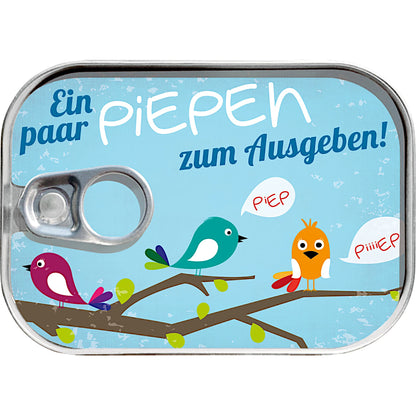 Dosenpost Piepen mit Vögeln – originelle Verpackung für Geldgeschenke