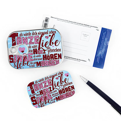 Dosenpost Tanze Liebe Lebe Singe mit Karte – liebevolle Geschenkidee für besondere Menschen
