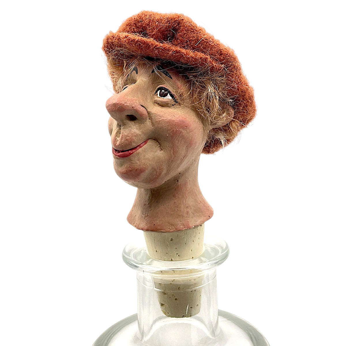 Korkenkopf Maxi als handbemalter Flaschenkopf und origineller Flaschenverschluss für Wein