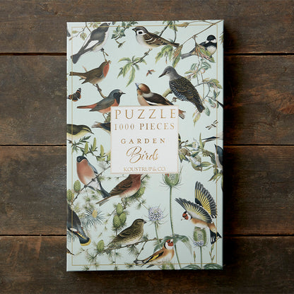 Puzzle mit Gartenvögeln und hochwertiger Naturillustration von Koustrup &amp; Co.