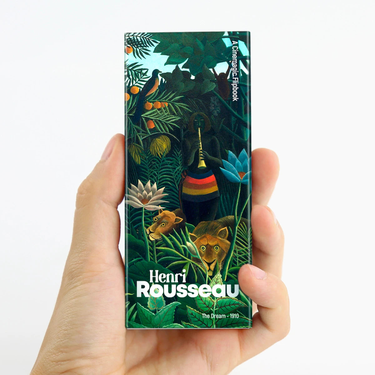 Vorderseite des 6-in-1 Daumenkinos mit Kunstwerken von Henri Rousseau.
