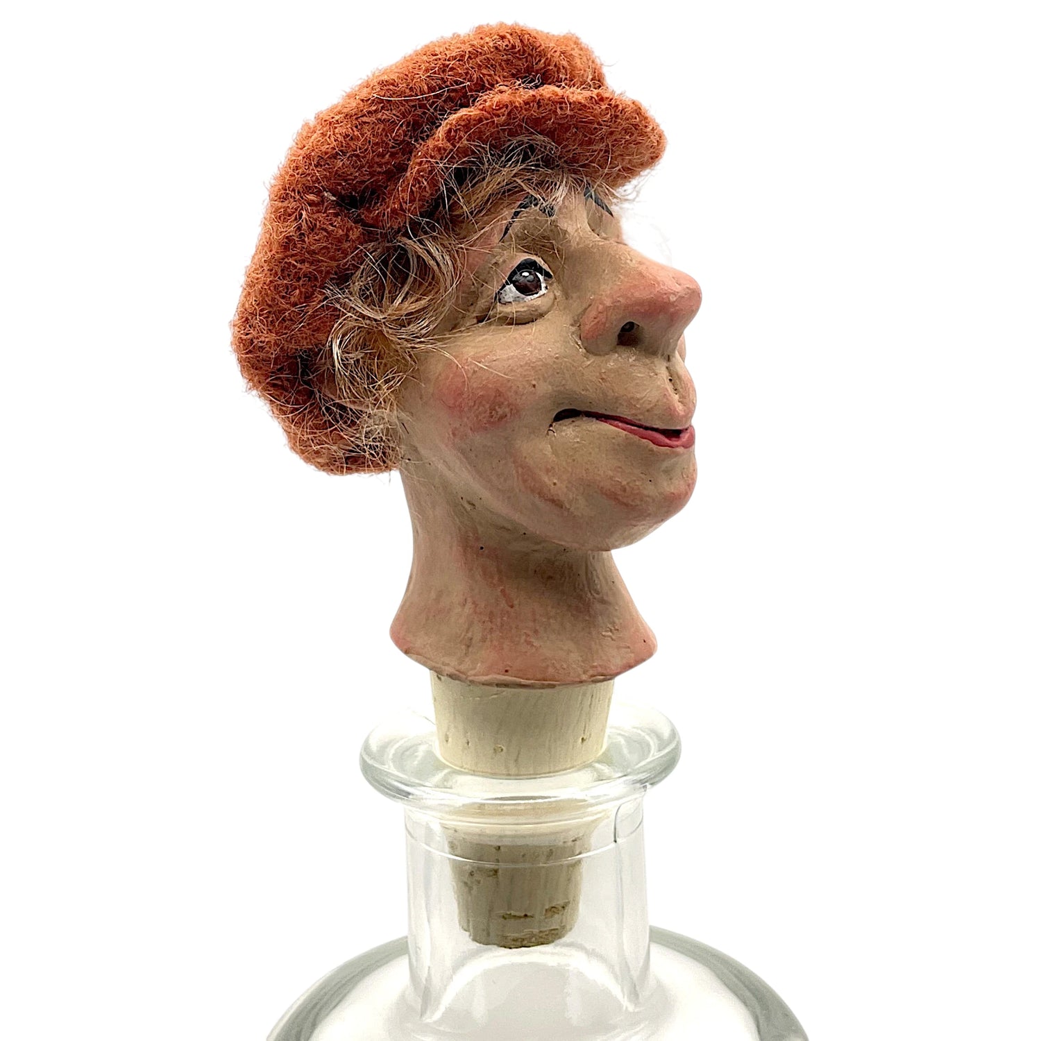 Handbemalter Flaschenkopf Maxi mit Korken als besondere Geschenkidee für Weinliebhaber