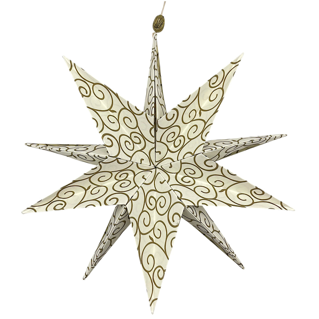 Handgefalteter Papierstern Arabeske in Altweiß als eleganter Weihnachtsstern mit filigranem Muster.