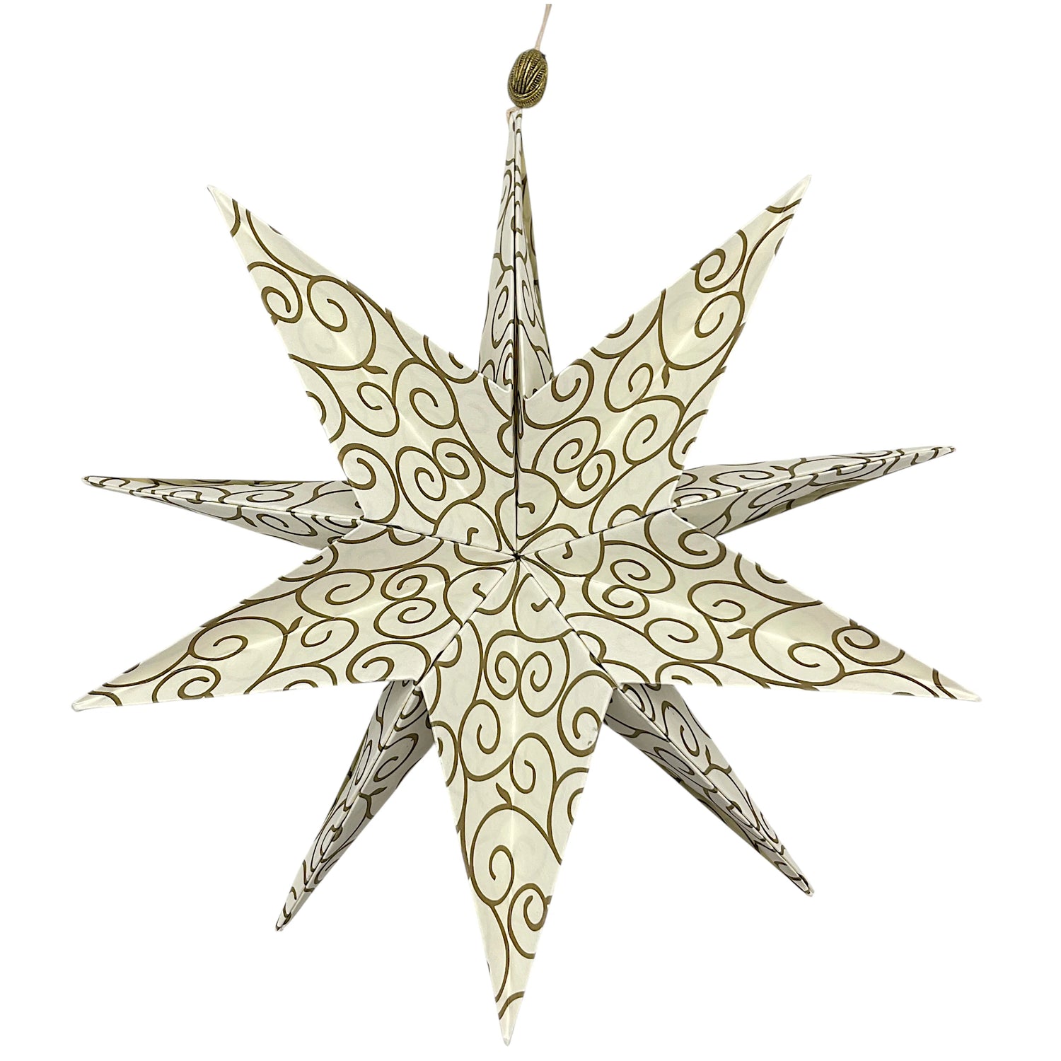 Handgefalteter Papierstern Arabeske in Altweiß als eleganter Weihnachtsstern mit filigranem Muster.