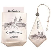 Papierstern XL mit Motiv Quedlinburger Schloss und passendem Etui – dekorativer Weihnachtsstern aus Papier.