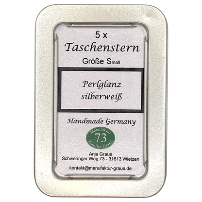 Weißer Mini Papierstern mit Notenmotiv – dekorativer Stern aus Papier