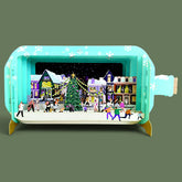 3D Pop-up-Weihnachtskarte mit winterlicher Stadt und festlich geschmücktem Weihnachtsbaum