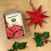 Weihnachtsstern in Rot mit Noten – kleiner handgefalteter Papierstern