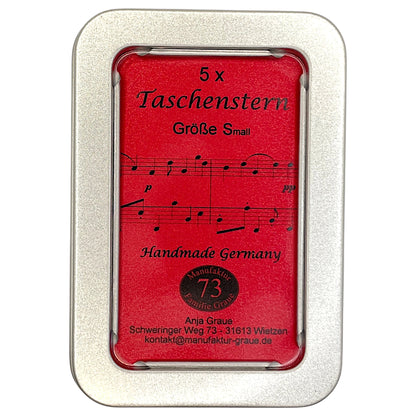 Taschenstern Noten Mini in Rot mit dekorativem Notendruck