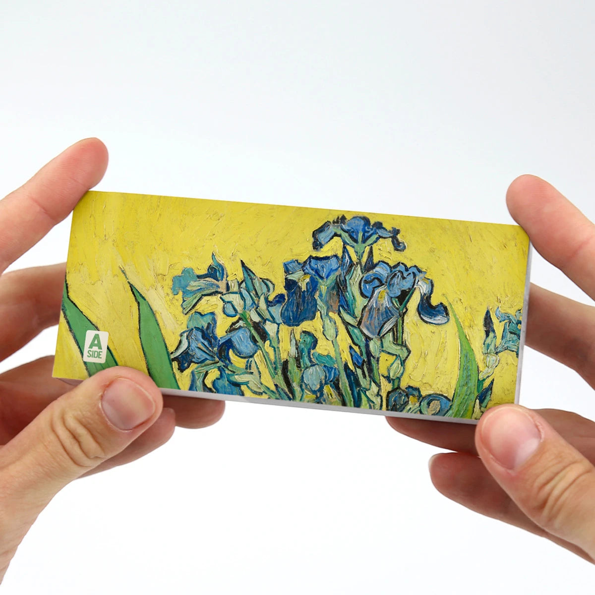 Rückseite des 6-in-1 Daumenkinos mit Informationen zu Vincent van Gogh.