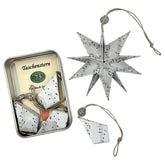 Weihnachtsstern in Silber mit Noten – kleiner handgefalteter Papierstern